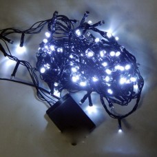 Гірлянда Нитка String LED 200 Холодний Білий чорний провід