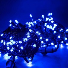 Гирлянда Нить String LED 300 Голубой чёрный провод