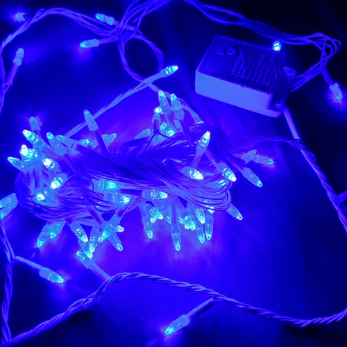 Гирлянда Нить Конус-Рис LED 100 Синий белый провод