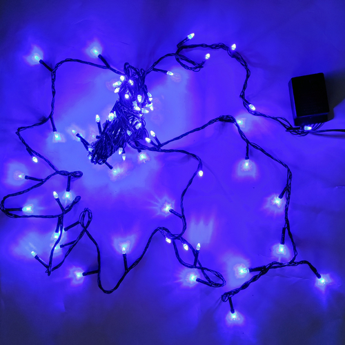 Гірлянда Нитка Конус-рис LED 100 Синій чорний провід