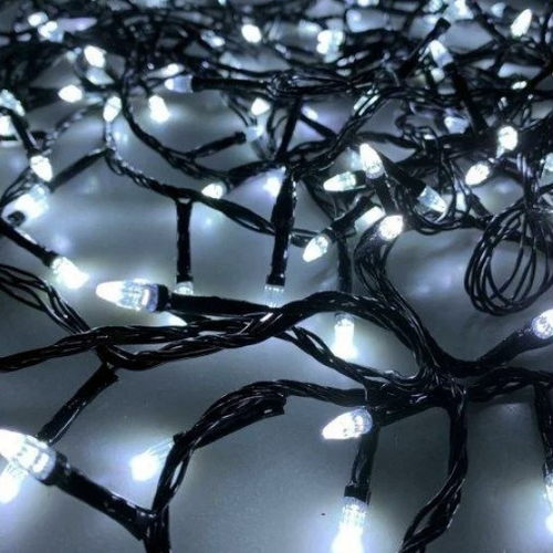 Гірлянда Нитка Конус-Рис LED 200 Холодний Білий чорний провід