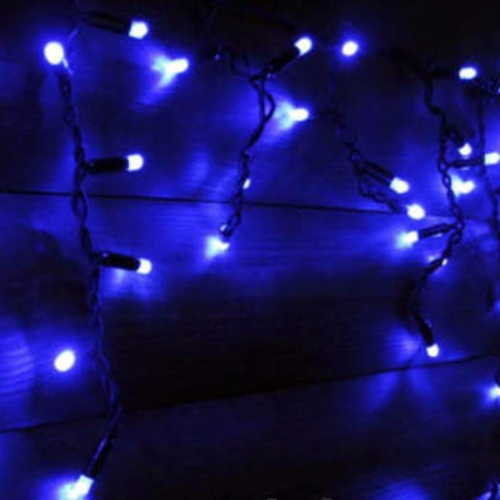 Гірлянда вулична Бахрома LED 350 Flash Синя, чорний провід